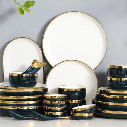 Home Premium Good Rim Ceramic Plates Sets Dinnerware Plate Dish