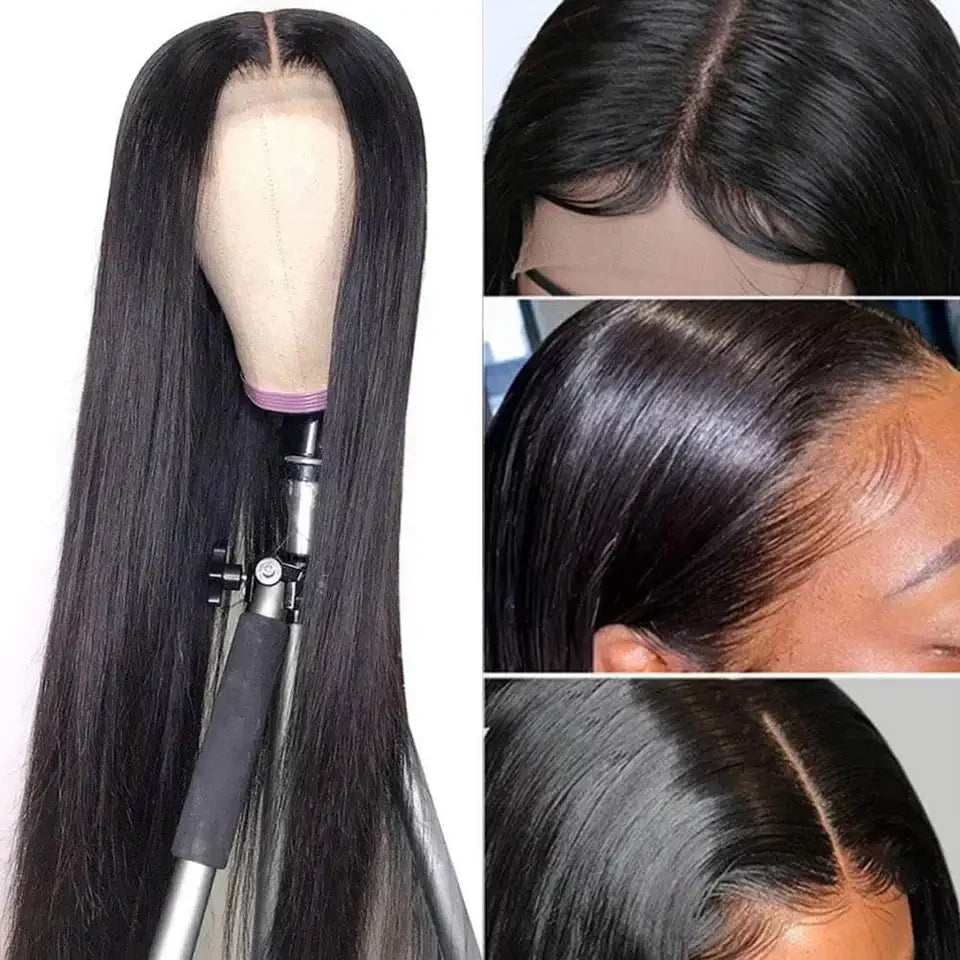 Pre Plucked 4x4 Lace Closure Wig Transparent Lace Front Human Hair Wig Brazilian Straight HD Lace Frontal Wig for Black Women