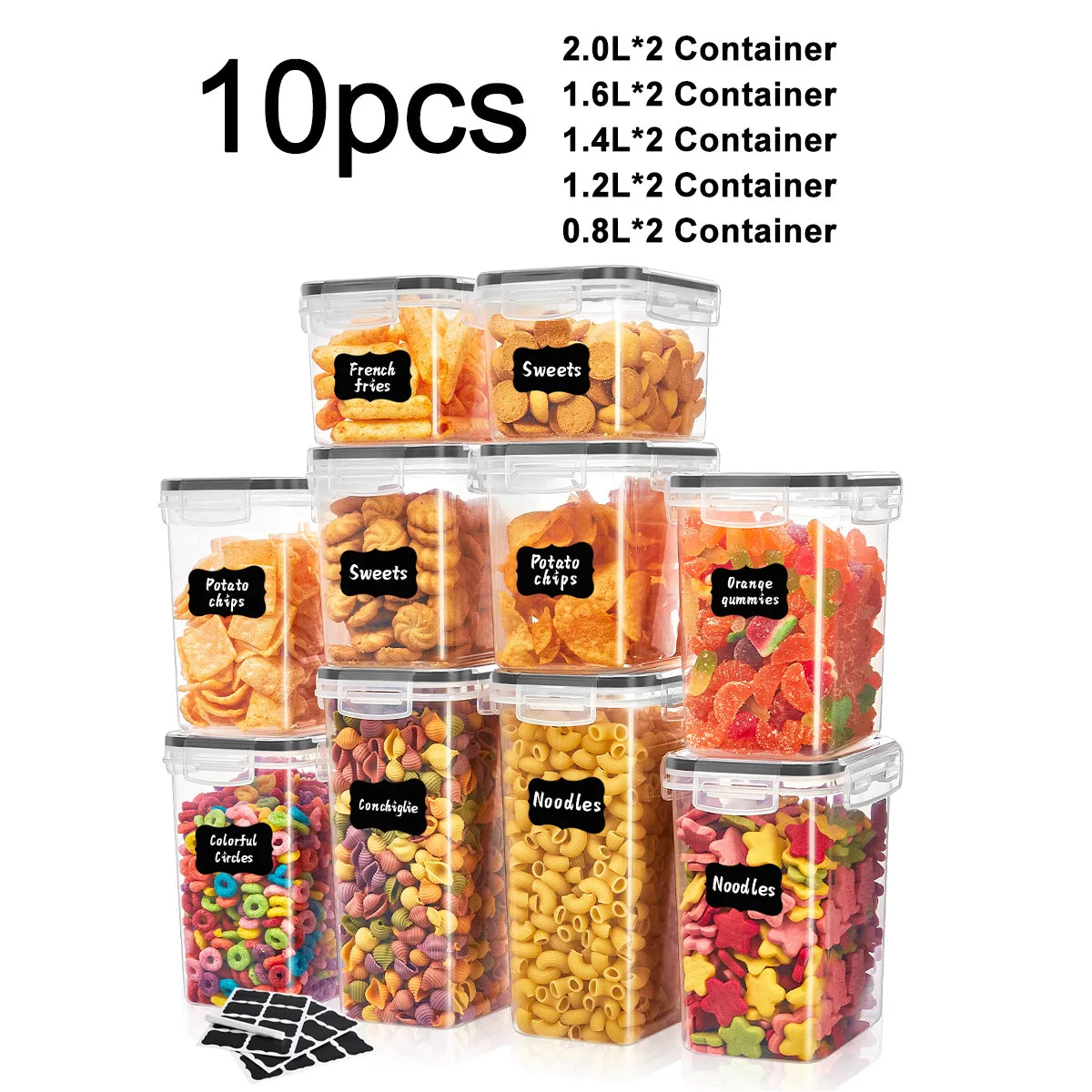 10pcs Sealed Storage Container Set Kitchen Storage Distribution Box Food Grade pp Plastic Food Storage Container