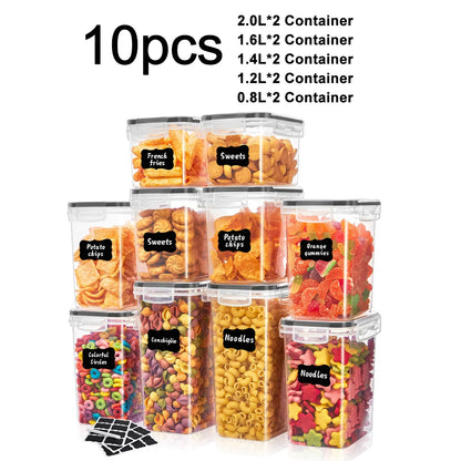 10pcs Sealed Storage Container Set Kitchen Storage Distribution Box Food Grade pp Plastic Food Storage Container