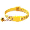 Cute 1.0cm Reflective Stripe Cat Collar with Breakaway Head Plastic Buckle Polyester Small Colored Bell Printed Pet Paws Design