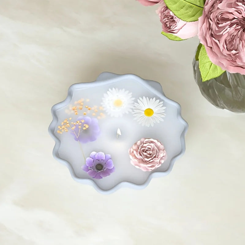 1pc Shell Tray Resin Silicone Mold Heat Resistant Non-Toxic Lace Shell Shaped for DIY Storage Trays/Candle Cups/Flower Pots