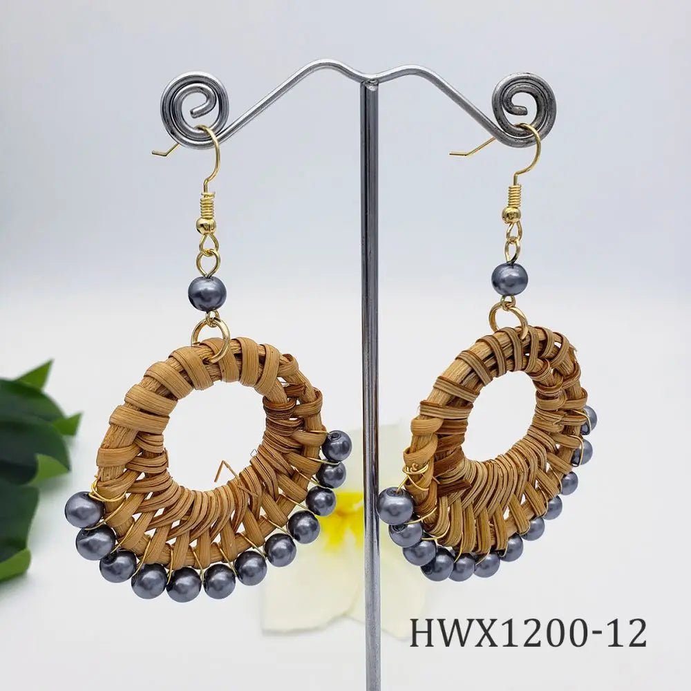 Kiribati Wholesale Hawaiian New Fashion Earrings Jewelry Braided Earrings With Colorful Pearl for Women Gift