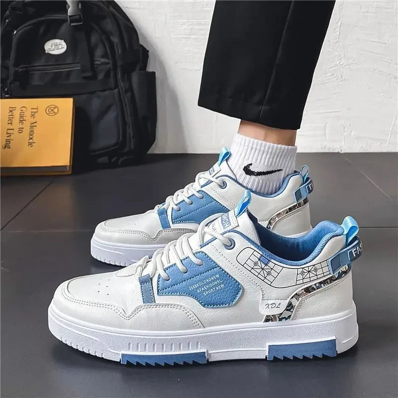 Men's Leather Skateboard Shoes Breathable Versatile Casual Sneakers