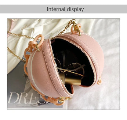 Popular Design Mini Women Round Shape Handbag Basket Ball Bags Handbags