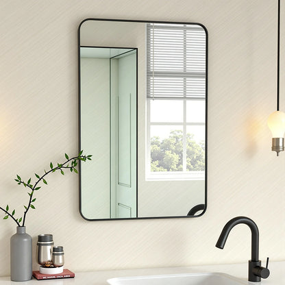 24x36 Inch Classic Modern Chic Bathroom Mirror - Matte Black Rust-Resistant Frame, Shatterproof Glass & Packaging