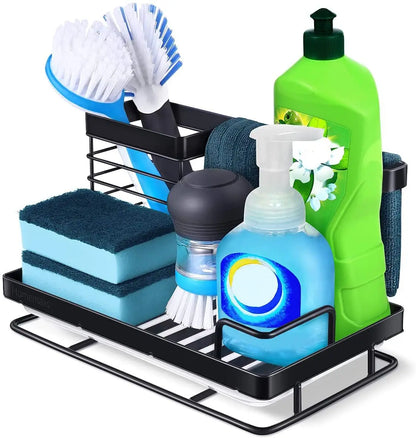 Spot Wholesale Chrome 304 Stainless Steel Punch-free Paste Kitchen Sink Drain Rack Storage Sink Sponge Rack