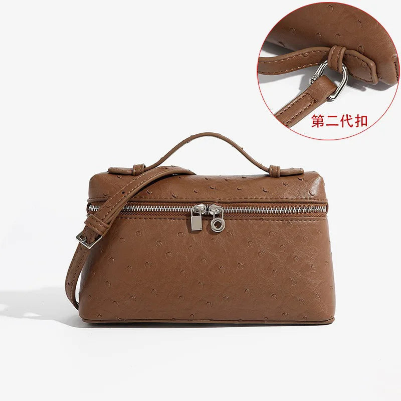 Signature Chic Lunch Bag Versatile Single-Shoulder Pu Cosmetic Bag Women Niche Elegant Crossbody Box Purse Zipper Small