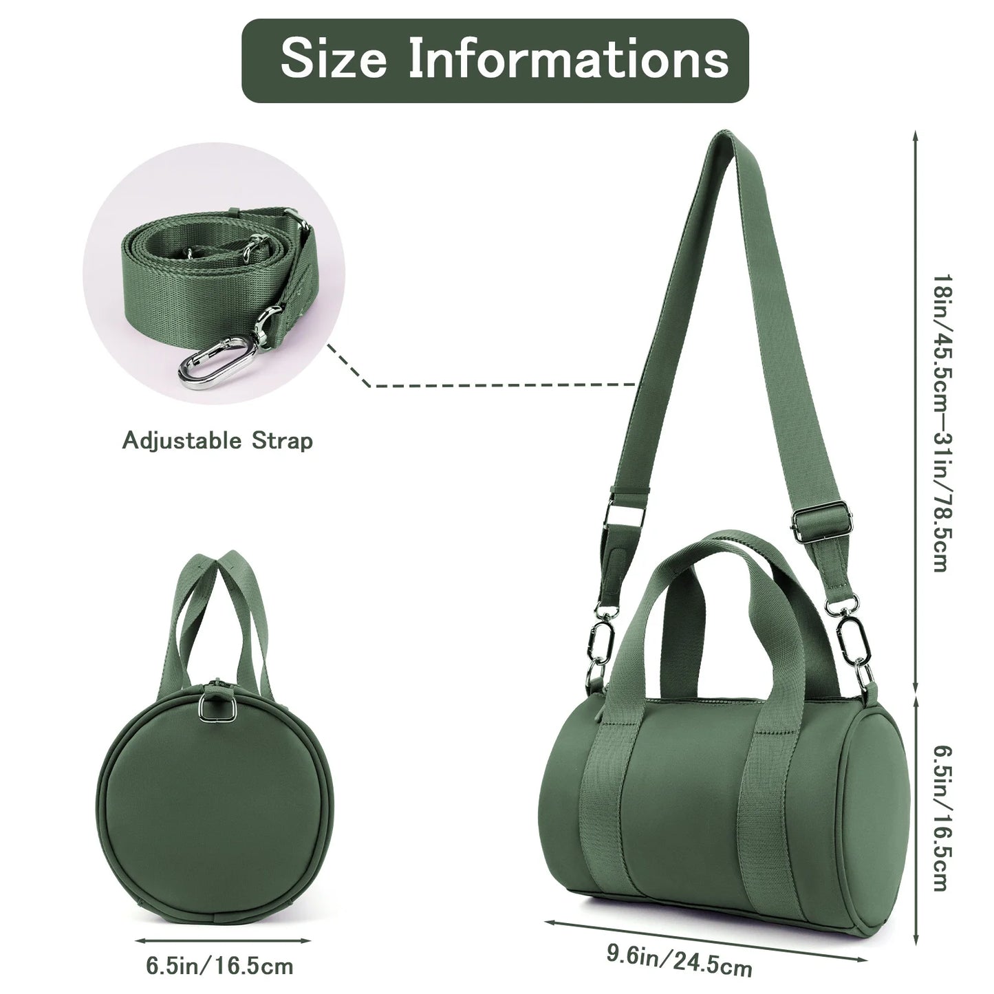 USA Warehouse Small Gym Bag  for Women Mini Duffel Bag for Travel  Workout Crossbody Bags Elastic Fabric Barrel Purse
