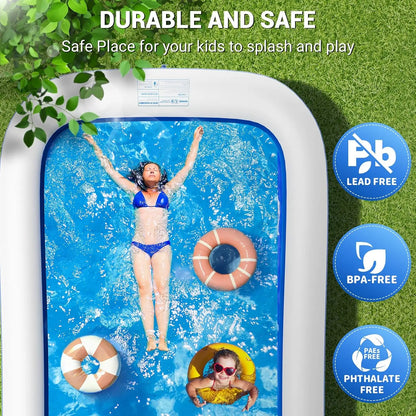 Big Inflatable Pool with Pump, Lylting 158"x74"x22" Extra Large Thicken Blow Up Pool for Adults, Full Size Family Inflatable