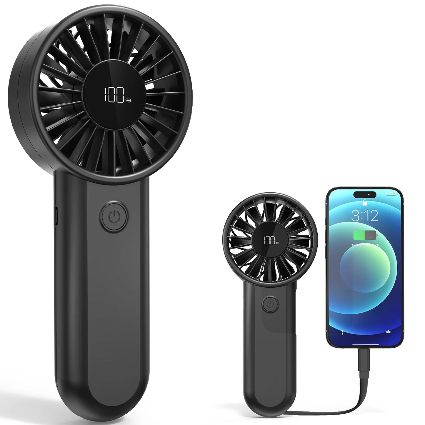 Outdoor Sports Handheld Fan with Power Bank, 3000mAh 5 Speed Strong Wind Cooling Fan for Hiking