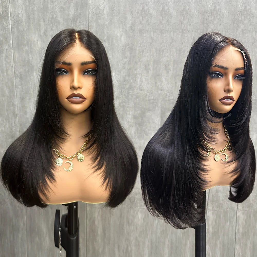 Free Shipping Straight 16 18 20" 5x5 hd Lace Closure Glueless Wigs Layered bob Cuticle Aligned Raw Virgin Hair Wig on Hair Salon