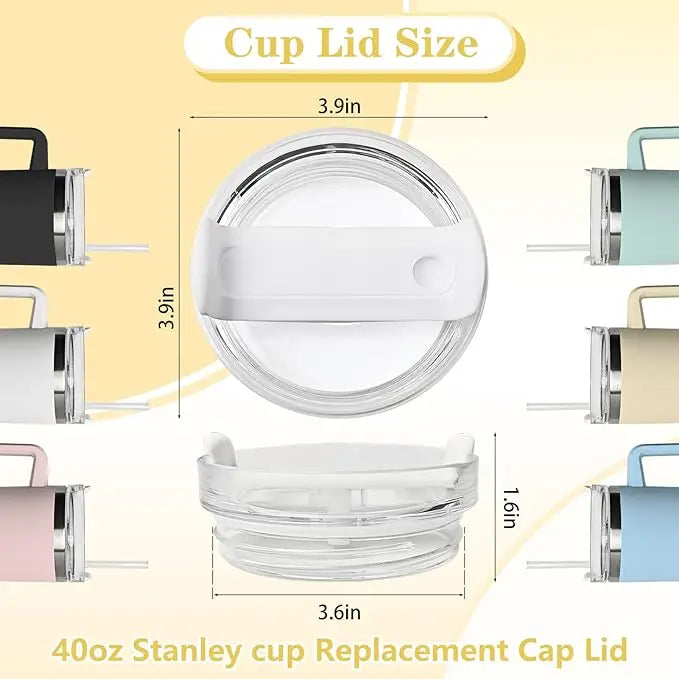 4 Pack Tumbler Lid Replacement for 40 oz Stanley Cup, 3.6in Spill Proof Clear Replacement Lids Fit for Stanley Travel Tumbler