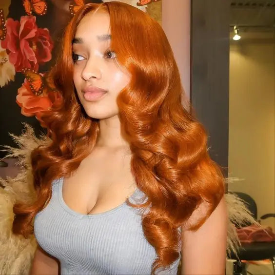 Orange Ginger 13x6 Hd Glueless Lace Front Human Hair Wig Lace Frontal  Colored Body Wave Human Hair Wigs for Black Women