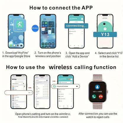 Smartwatch for Men and Women, with Calling and Message Notifications, Large Screen Display, Suitable for Various Sports Modes