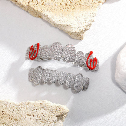 Hiphop Full Diamond Grillz Braces 8 Teeth Colorful Enamel Inlaid Diamond Online Shopping Seller Special Supply