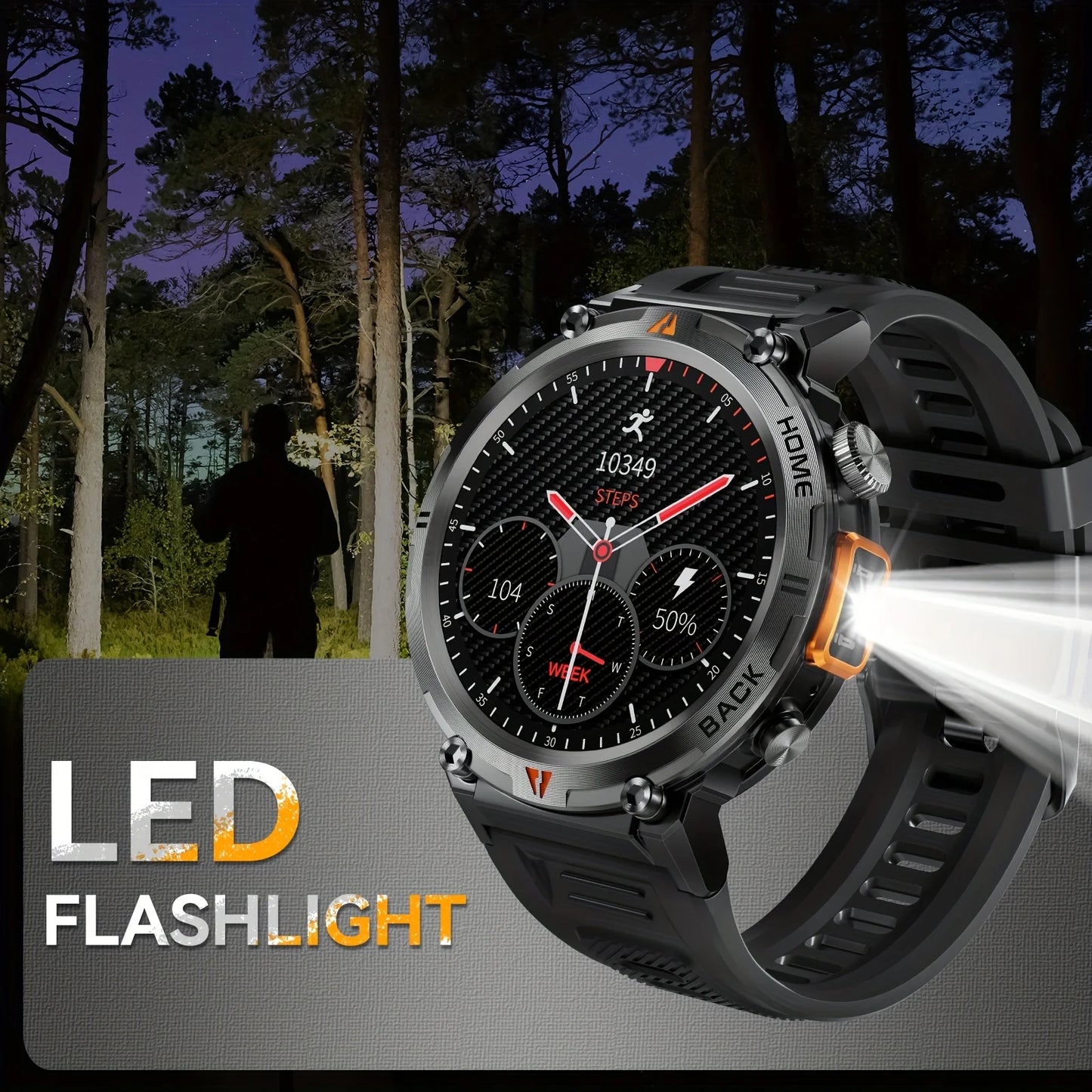 Sports Smart Watch KE3 for Men (Wireless Call Receive/answer), HD Screen Outdoor Rugged Smartwatch, Sports Fitness Tracker Watch