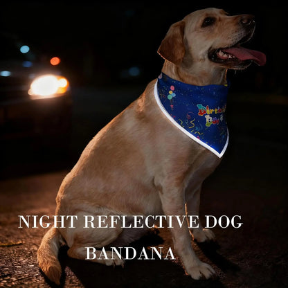 Blue Reflective Birthday Dog Bandanas for Boys Pet Party Decorations Large Dogs