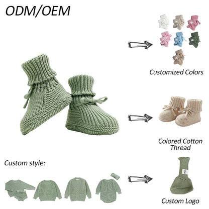 Factory Cute Soft Infant Baby Socks Organic Cotton Knitted Crochet Baby Shoes