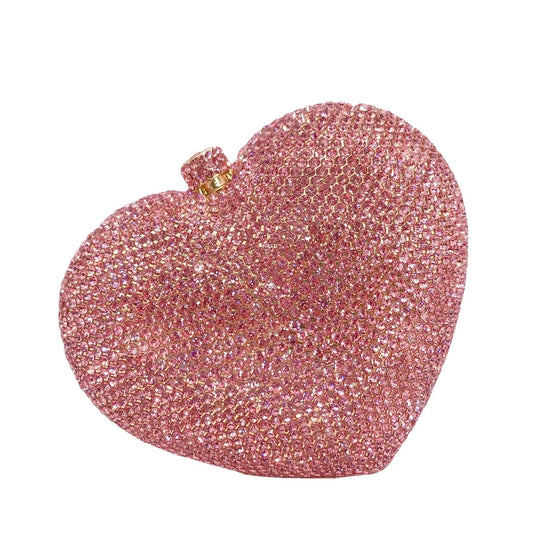 Factory Luxury Clutches Evening Bags Pink Heart Rhinestone Bag Heart Shape Purse Crystal Handbag Party Bags Women