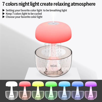 Christmas Gift White Noise Machine Rain Drop Humidifier Mushroom Rain Cloud Humidifier Raindrop Lamp Table Rain Water Diffuser