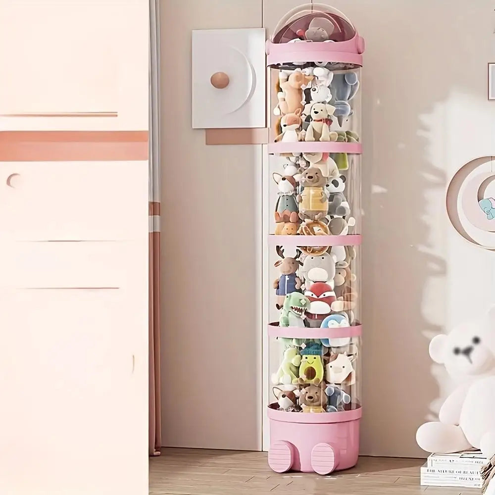 Optimal Storage 4-Tier Stackable Plush Toy Storage Box Drawer Clear PET Material Zipper Lid 3.2 Cubic Feet Capacity Made China