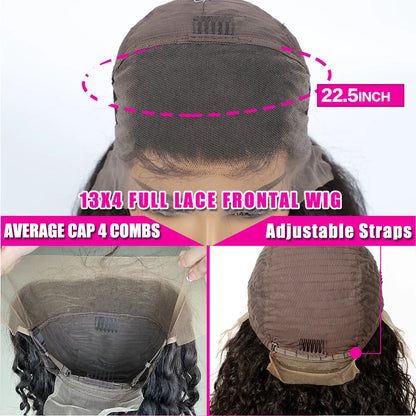 180% Density13x4 Top swiss Lace Water Wave Bob Frontal Real Human Hair Wig  Lace Front Wigs Transparent Deep Kinky