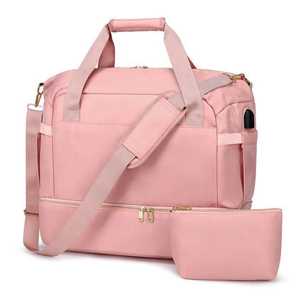 Custom LOGO Travel Luggage Bag With Shoes Compartment Sport Gym Duffel Bag Large Capacity Weekender Travel Handbag