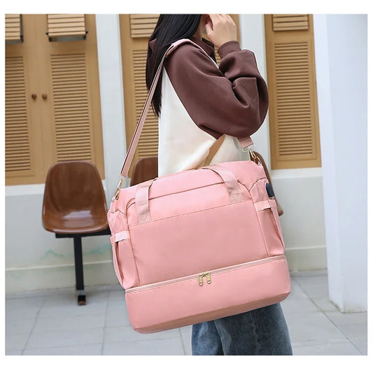 Custom LOGO Travel Luggage Bag With Shoes Compartment Sport Gym Duffel Bag Large Capacity Weekender Travel Handbag