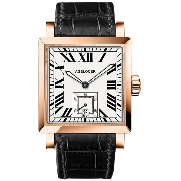 AGELOCER Original Codex Watch Men's Luxury square Business Formal Automatic Mechanical Watch Birthday Gift for Men