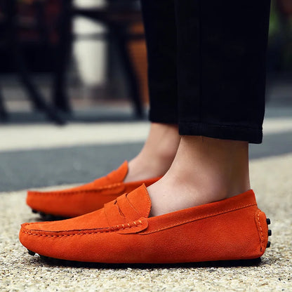 Men Casual Shoes Fashion Pea Shoes Handmade Suede Genuine Leather  Loafers Moccasins Slip on Men's Flats Driving Shoes Big Size