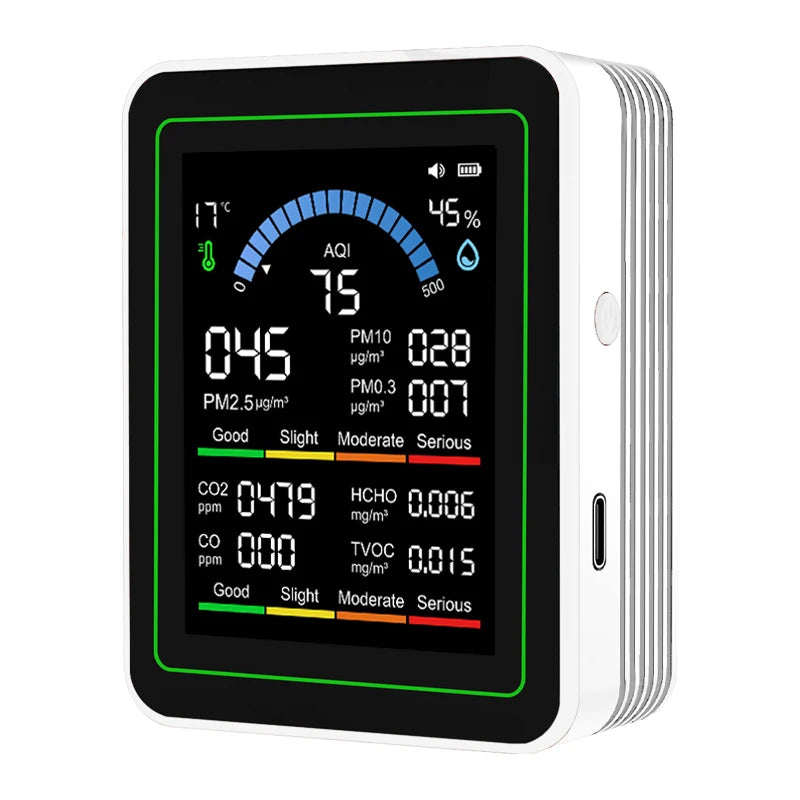 10 in 1 Year's Worth Computer Import Air Quality Monitor Measures PM2.5 PM10 CO2 AQI TVOC