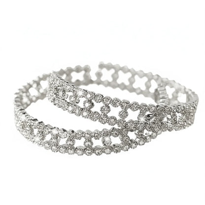 White Bridal Headband with Crystal Rhinestone for Wedding Hair Accessory for Bride