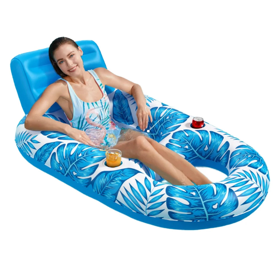 Portable PVC Floating Mat for Outdoor Pool Use Easy-to-Carry Inflatable Design Cup Holders Durable Water Resistant CE Certified