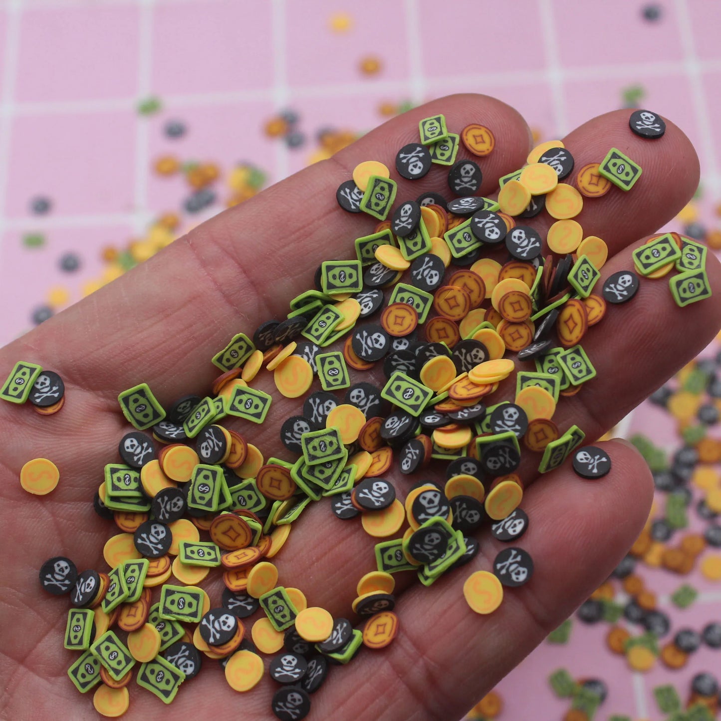 1KG 5mm Bill Evil Ghost Figurine Pattern Non-toxic Polymer Clay Sprinkles for DIY Crafts Tumbler Filling Slime Slice Supplies