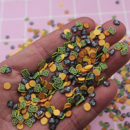 1KG 5mm Bill Evil Ghost Figurine Pattern Non-toxic Polymer Clay Sprinkles for DIY Crafts Tumbler Filling Slime Slice Supplies