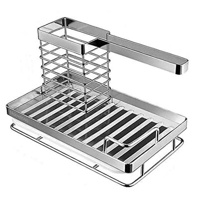Spot Wholesale Chrome 304 Stainless Steel Punch-free Paste Kitchen Sink Drain Rack Storage Sink Sponge Rack
