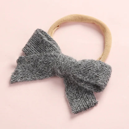 Cute Baby Hair Elastic Ties Bows with Knitted Wool Bow Rubber Band Ponytail Ties Headband for Infants Toddlers Girls Kids