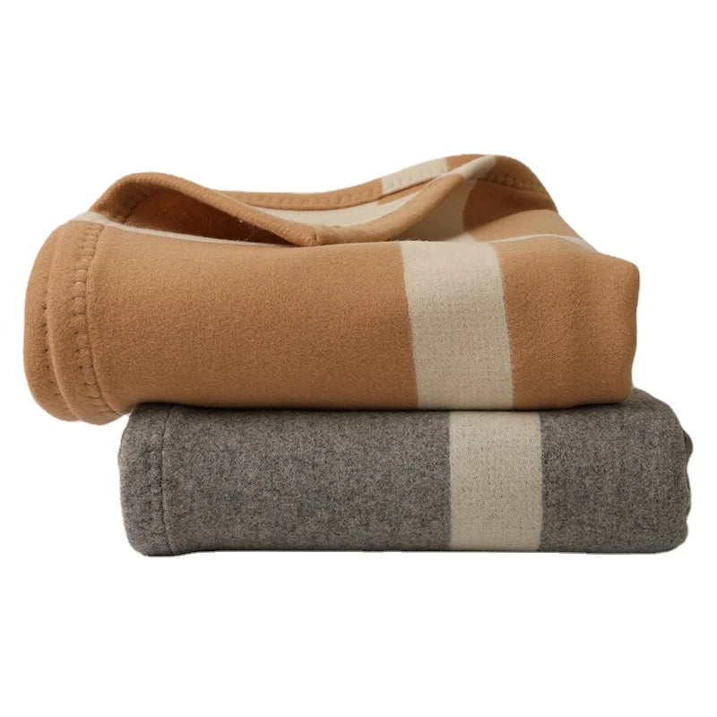 Custom Winter Wool Cashmere Blanket Home Hotel Travel king Size Woven Luxury Soft Bed Sofa 100% Wool Fleece Throw Blanket Pillow