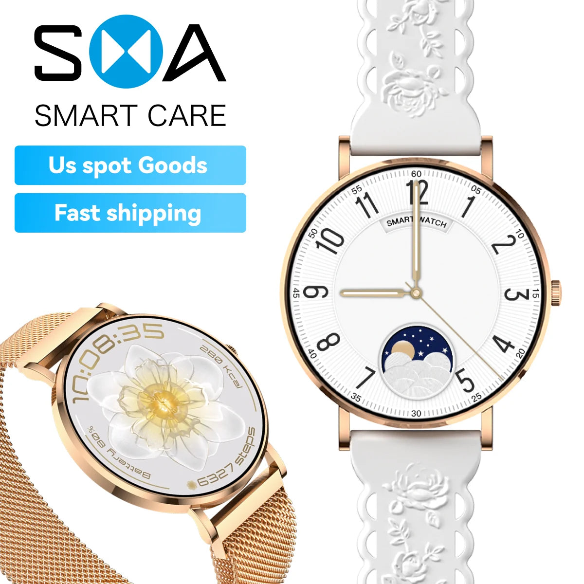 Fashion Women Smart Watch USA Stock AM28 Style 3ATM Waterproof Fitness Tracker Smartwatch