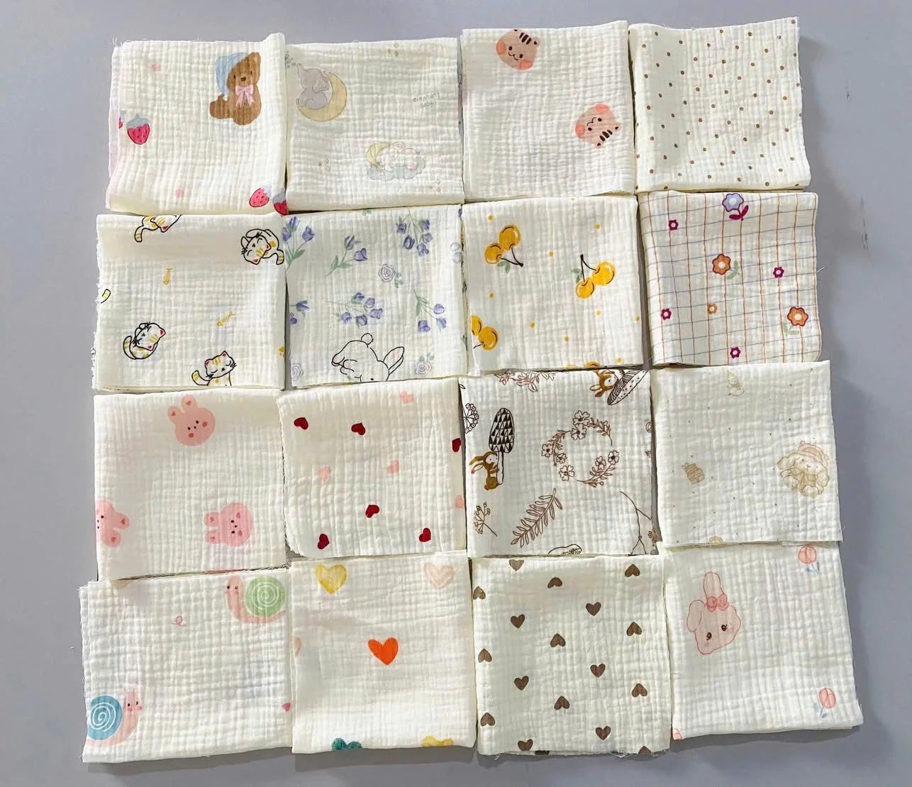Safe Soft Eco-friendly Hypoallergenic Baby Textile Design Woven Muslin Cotton Burp Cloth Newborns 20x20cm Rectangle High-quality