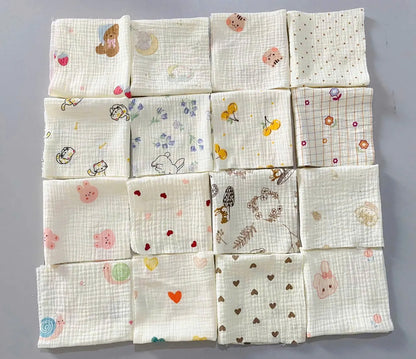 Safe Soft Eco-friendly Hypoallergenic Baby Textile Design Woven Muslin Cotton Burp Cloth Newborns 20x20cm Rectangle High-quality