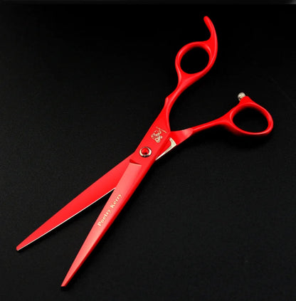 7.0 Inch  Red Veterinary Animal Shaped Scissors Pet Grooming Scissors Pet Fishbone Teeth 4 Scissors Set PTS-034