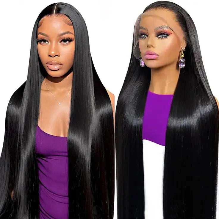 30 Inch 13x4 Pre-Plucked Brazilian Human Hair Wig Straight Transparent Lace Front Bleached Knots Long Length for Black Women