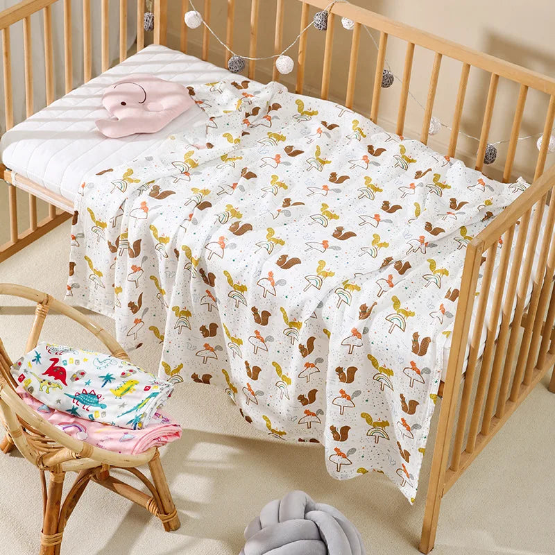 Low Price in Stock Double Layer  Bamboo Baby Newborn  Muslin Swaddle Adjustable Swaddle Baby Milestone Blanket for Sale