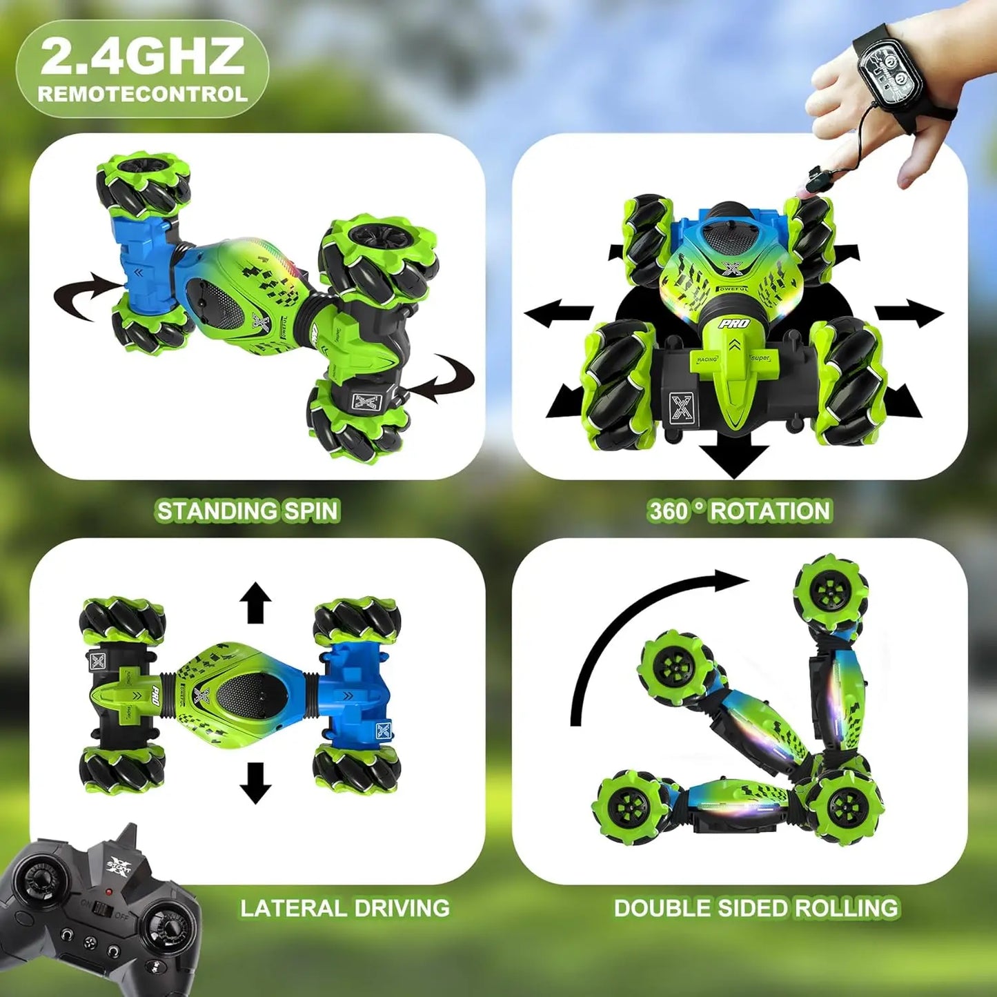 HOSHI 1611 Stunt Car 1/24 2.4Ghz 4WD Twist Gesture Sensor Control 360 Degree Rotation Mini Stunt 2XBATTERY Remote Control Toys