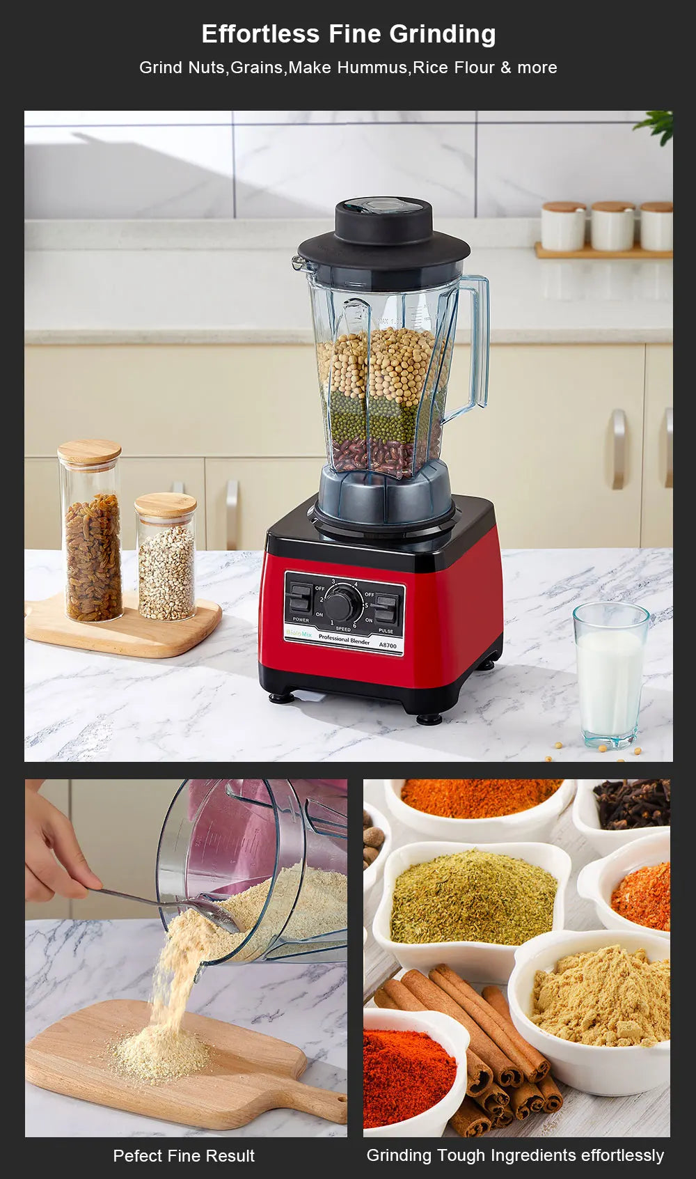 BioloMix【7 Years Warranty】BPA Free Heavy Duty Commercial Grade Blender Professional Mixer Juicer Ice Smoothies Peak 2200W