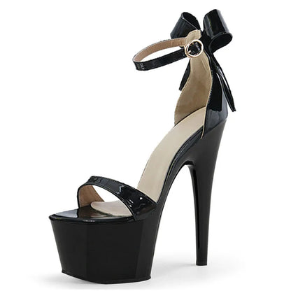 New17-centimeter Thin Black Platform Transparent Pole Dance Stripper Bed Charm, Fashionable and Sexy Plp-size Women's High Heels