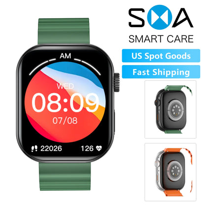 US Fast Ship Smartwatch for Men 2.01" AMOLED Display Always-on Heart Rate Monitor IP68 Waterproof Multi-Sport Tracker with Sleep