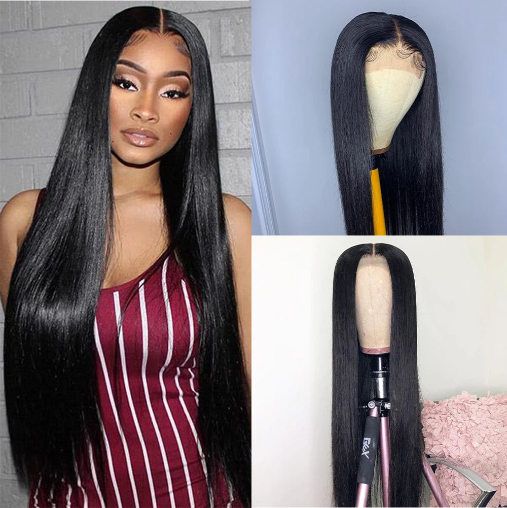 Ready to Ship Cheap 10A Silk Straight 13x6 HD Transparent Lace Front Lace 100% Nature Indian Hair Remy Human Hair Wigs for Women